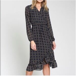 Anthropologie dRA CICERO RUFFLE WRAP
DRESS Long Sleeve Size Small